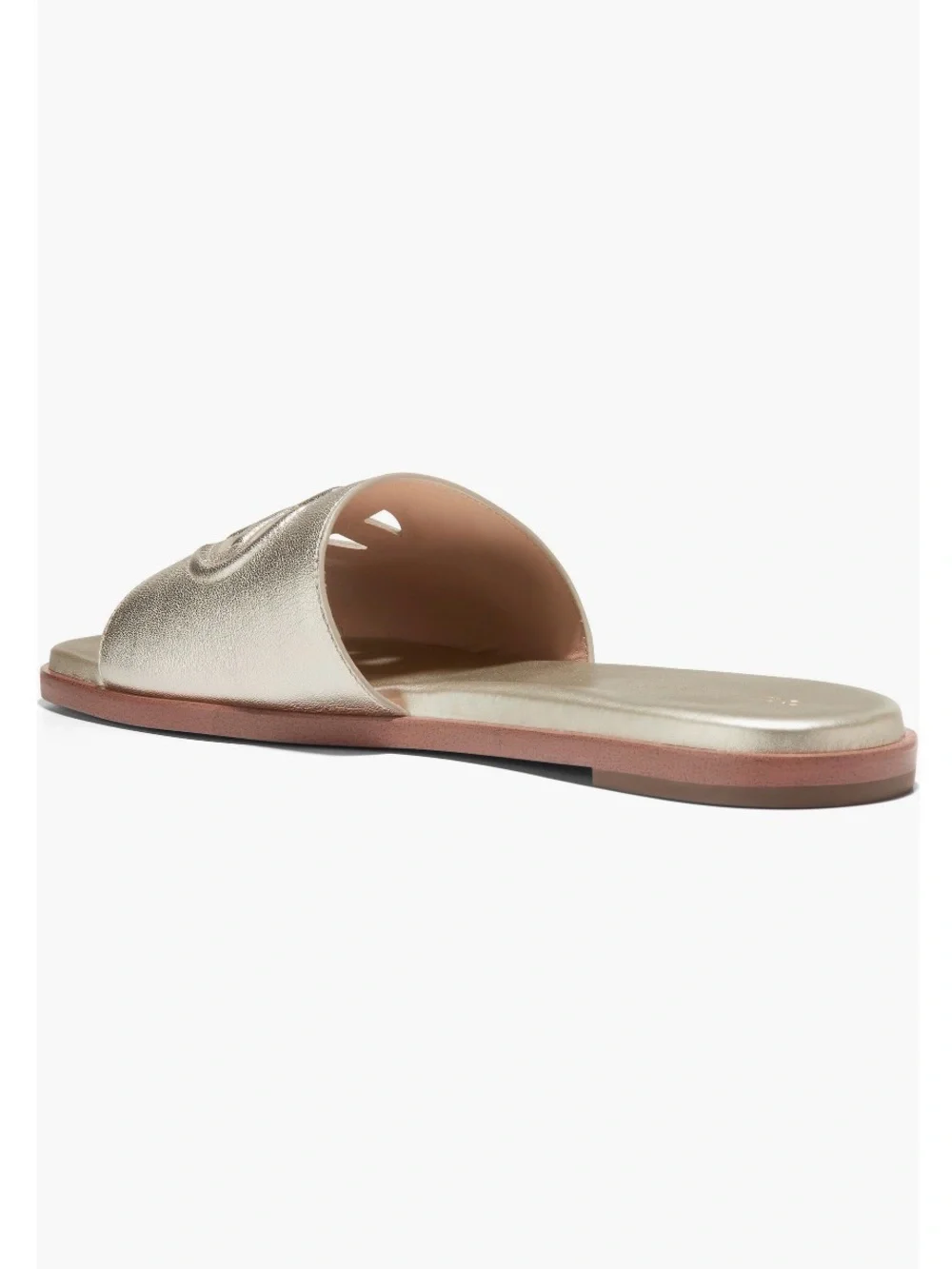 NEW IN BOX COLE HAAN FLYNN LEATHER GOLD LOGO SLIDE SANDAL SIZE 9B